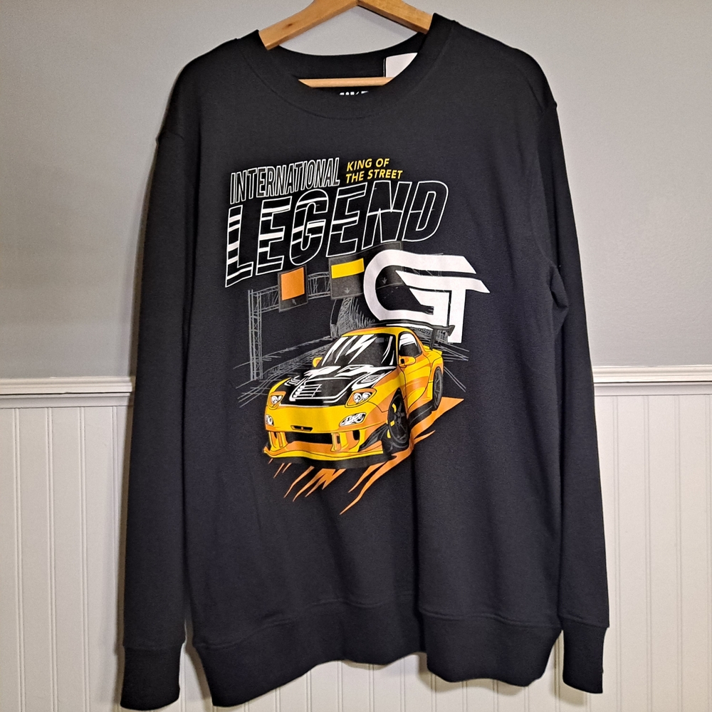 Miken Black and Yellow Graphic Crewneck Sweater